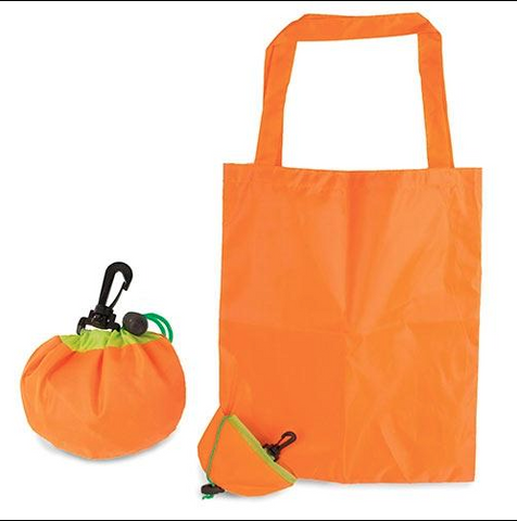 Bolsa plegable reutilizable en forma de naranja, ecológica y compacta